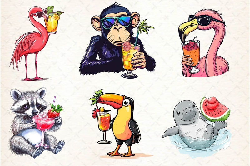 Summer Cocktail And Animals Clipart Bundle 1 - CraftNest - Digital Crafting and Art