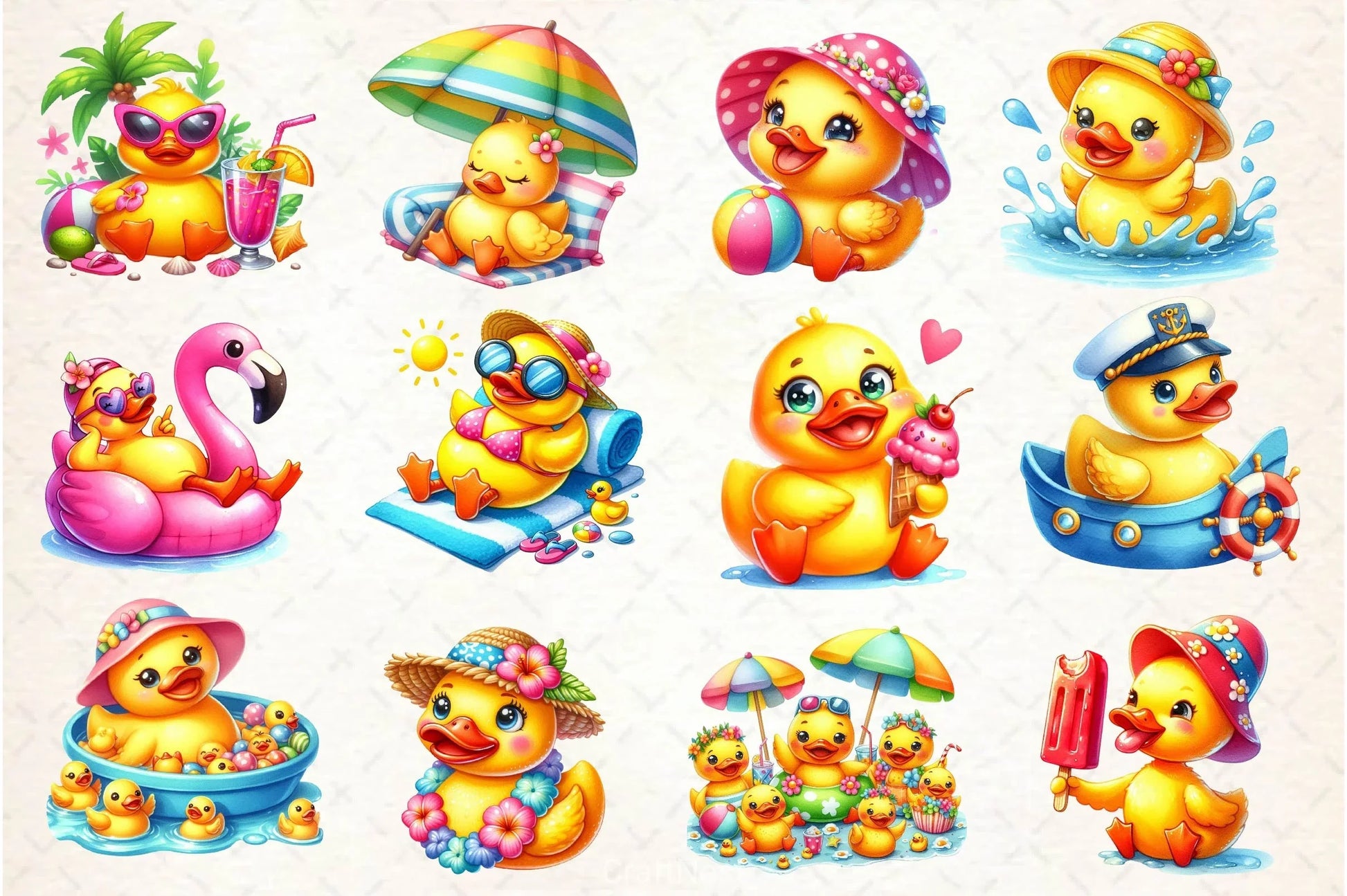 Cute Summer Rubber Duck Clipart Bundle - CraftNest - Digital Crafting and Art