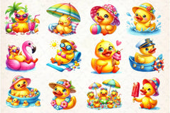 Cute Summer Rubber Duck Clipart Bundle - CraftNest - Digital Crafting and Art