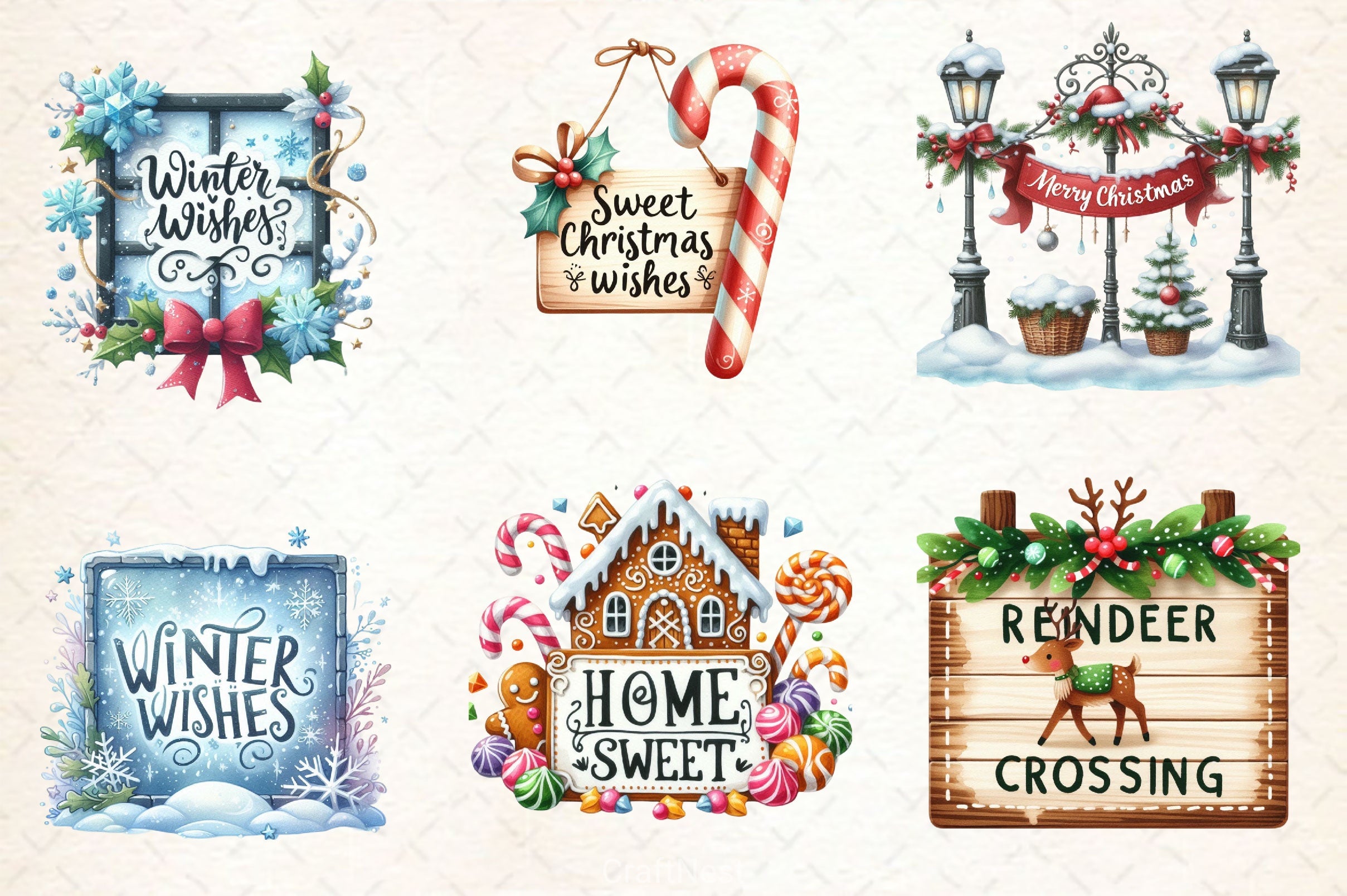 Cute Christmas Signs Clipart Bundle 2 - CraftNest - Digital Crafting and Art