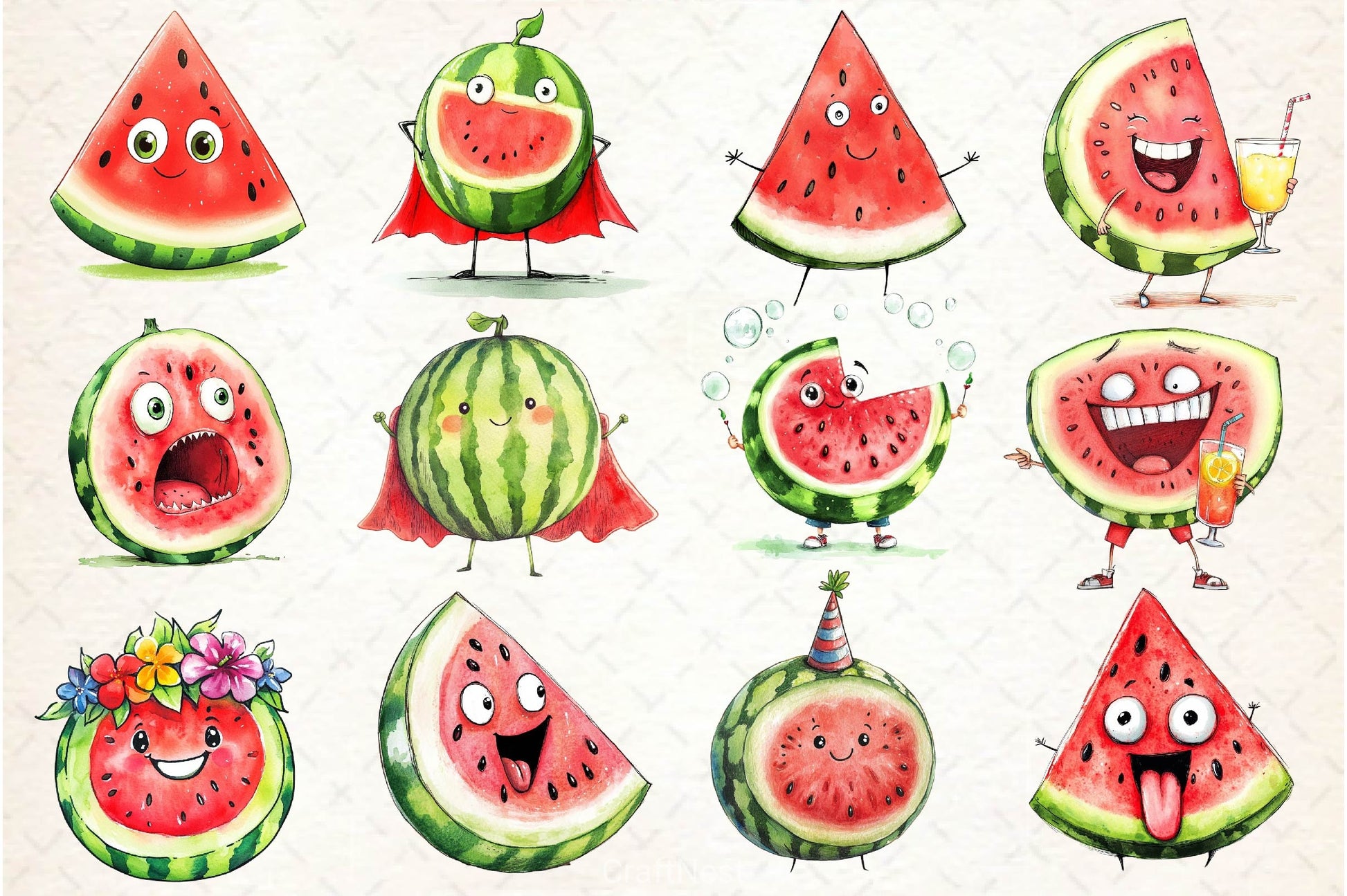Summer Watermelon Clipart Bundle 6 - CraftNest - Digital Crafting and Art