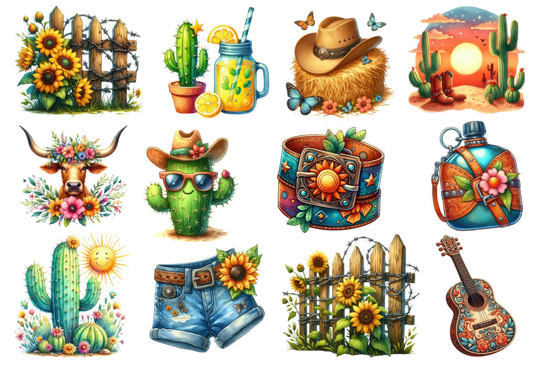 Western Summer Clipart Bundle 3 - CraftNest - Digital Crafting and Art