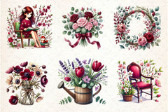 Burgundy Spring Clipart Bundle 7 - CraftNest - Digital Crafting and Art