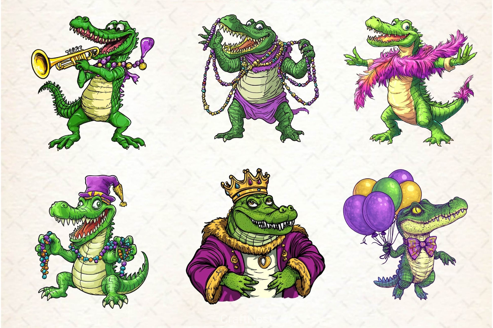 Mardi Gras Crocodile Clipart Bundle 2 - CraftNest - Digital Crafting and Art