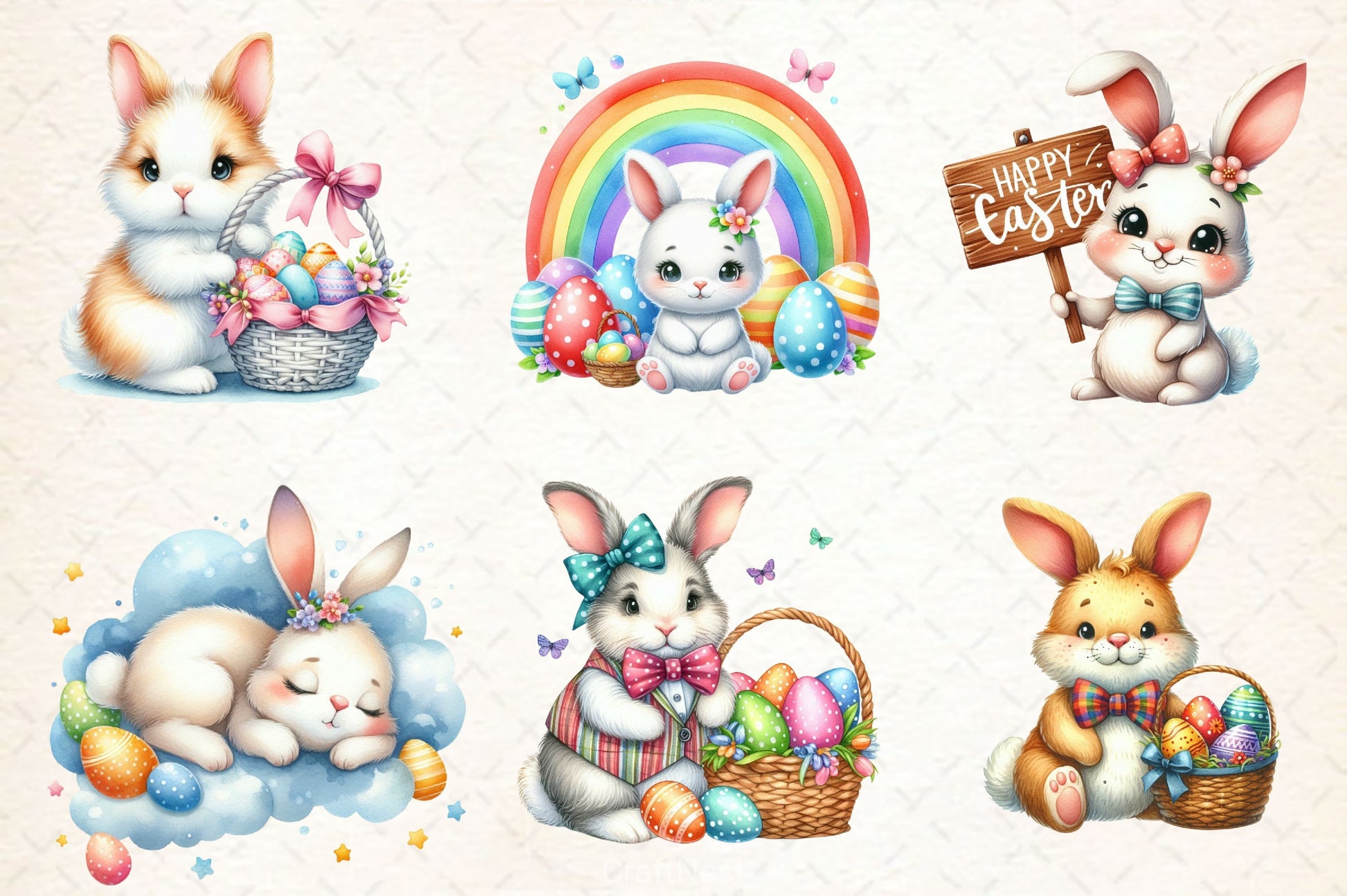 Cute Easter Bunny Clipart Bundle 7 - CraftNest - Digital Crafting and Art