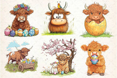 Easter Highland Cow Clipart Bundle 3 - CraftNest - Digital Crafting and Art