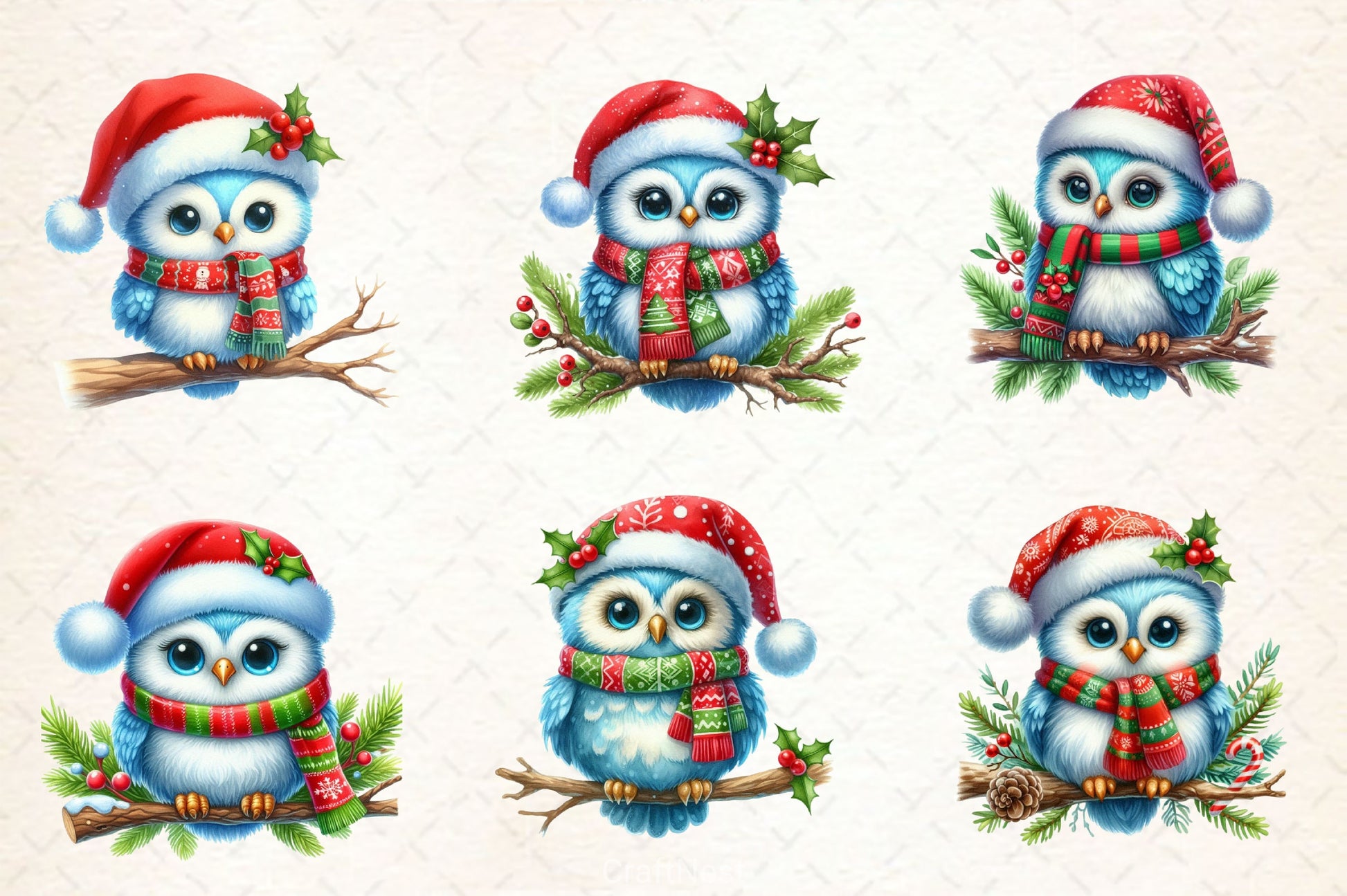 Christmas Owl Clipart Bundle 2 - CraftNest - Digital Crafting and Art