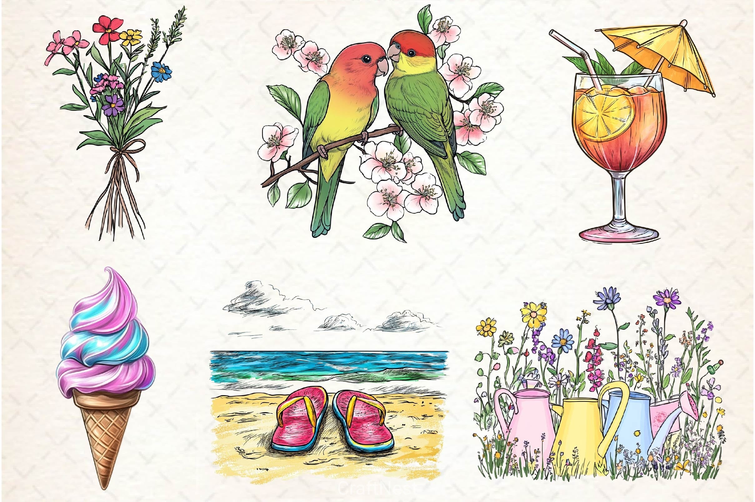 Spring Summer Collection Clipart Bundle 2 - CraftNest - Digital Crafting and Art