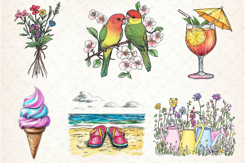 Spring Summer Collection Clipart Bundle 2 - CraftNest - Digital Crafting and Art