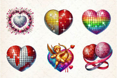 Valentines Day Disco Heart Clipart Bundle 3 - CraftNest - Digital Crafting and Art