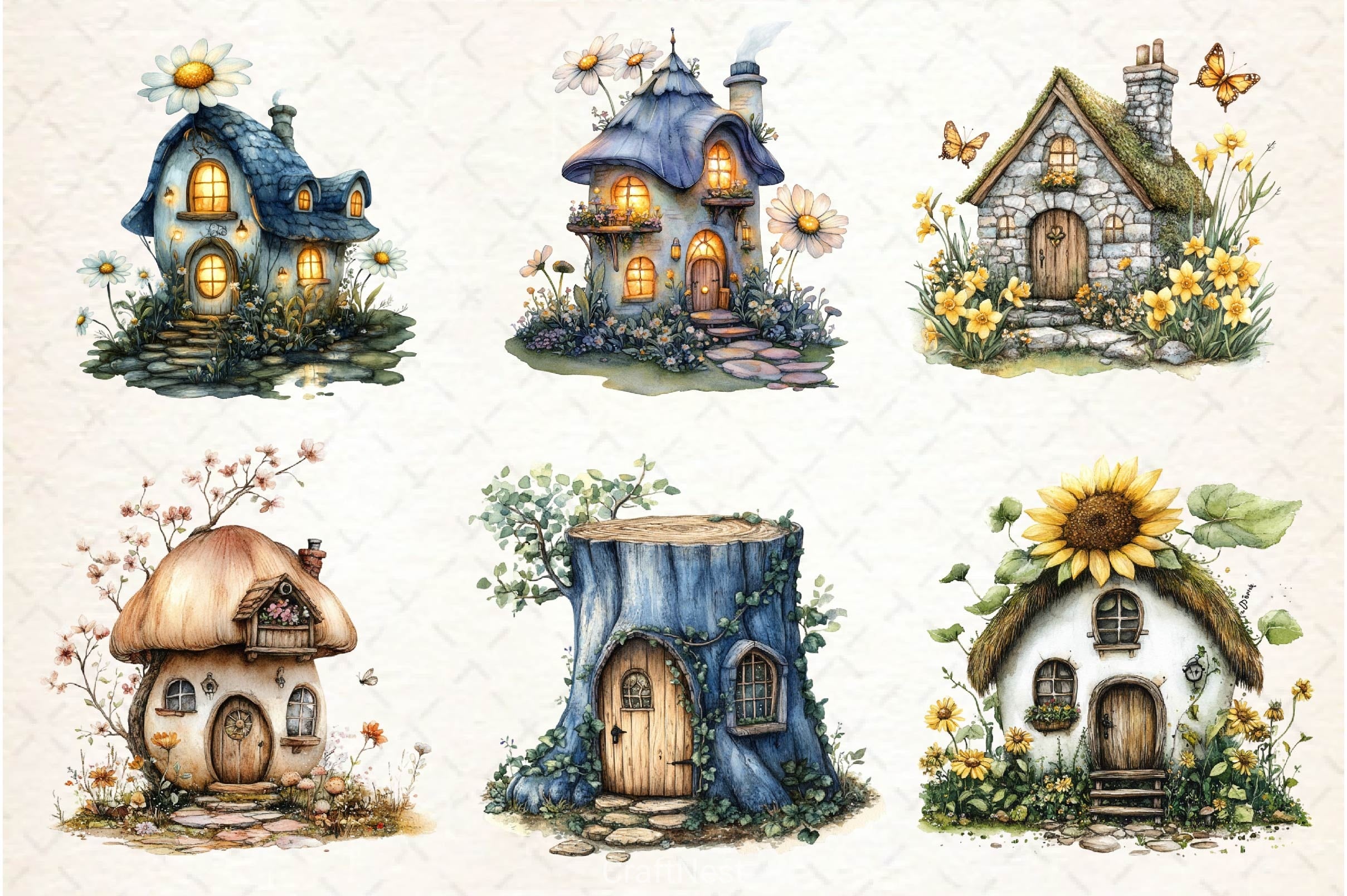 Spring Fairy House Clipart Bundle - CraftNest - Digital Crafting and Art