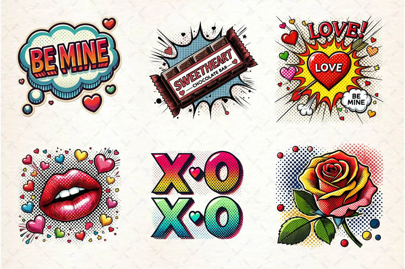 Pop Art Valentines Day Clipart Bundle 2 - CraftNest - Digital Crafting and Art