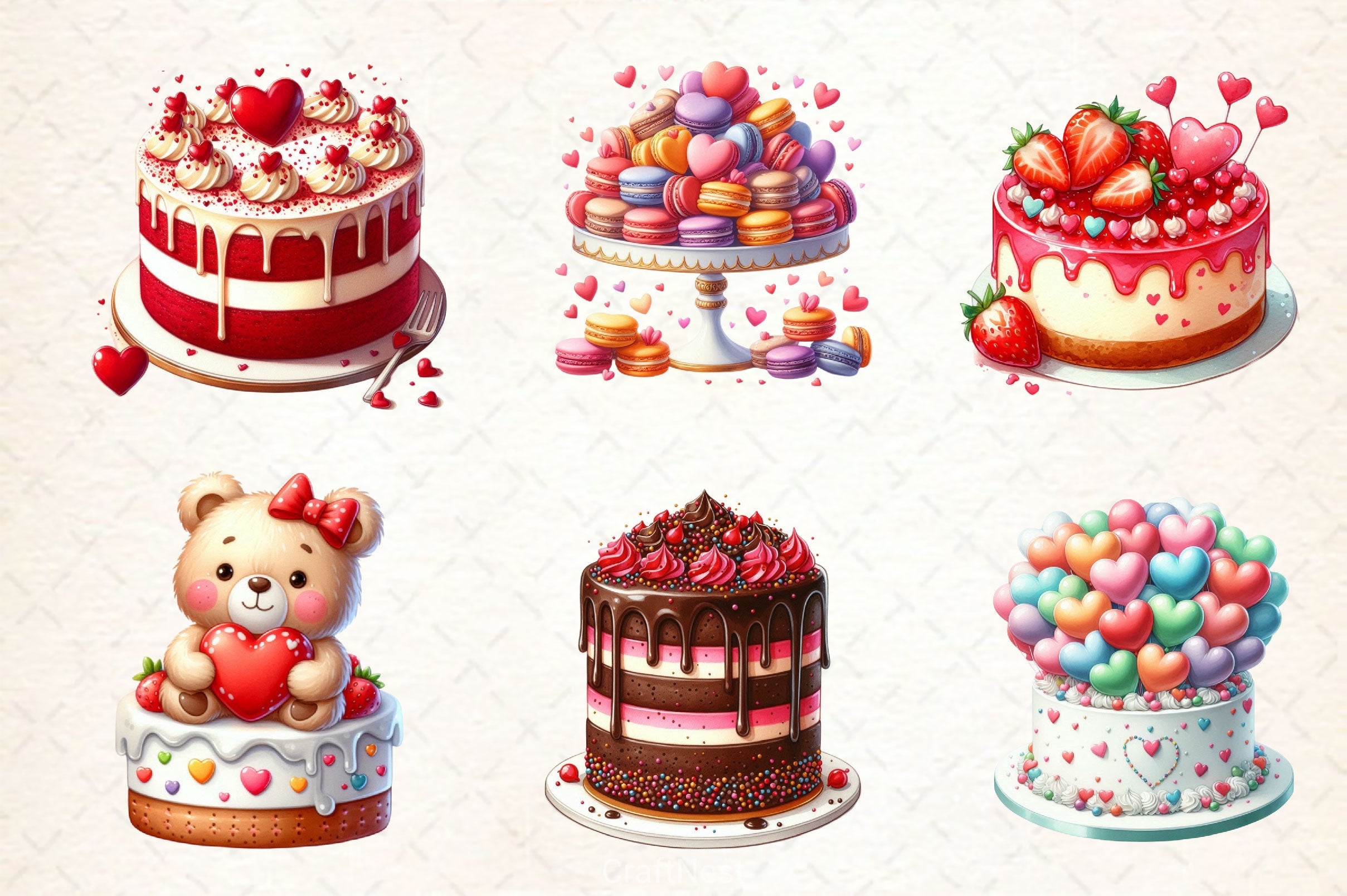 Valentines Day Cake Clipart Bundle - CraftNest - Digital Crafting and Art