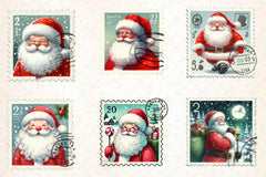 Postage Stamp Santa Claus Clipart Bundle 2 - CraftNest - Digital Crafting and Art
