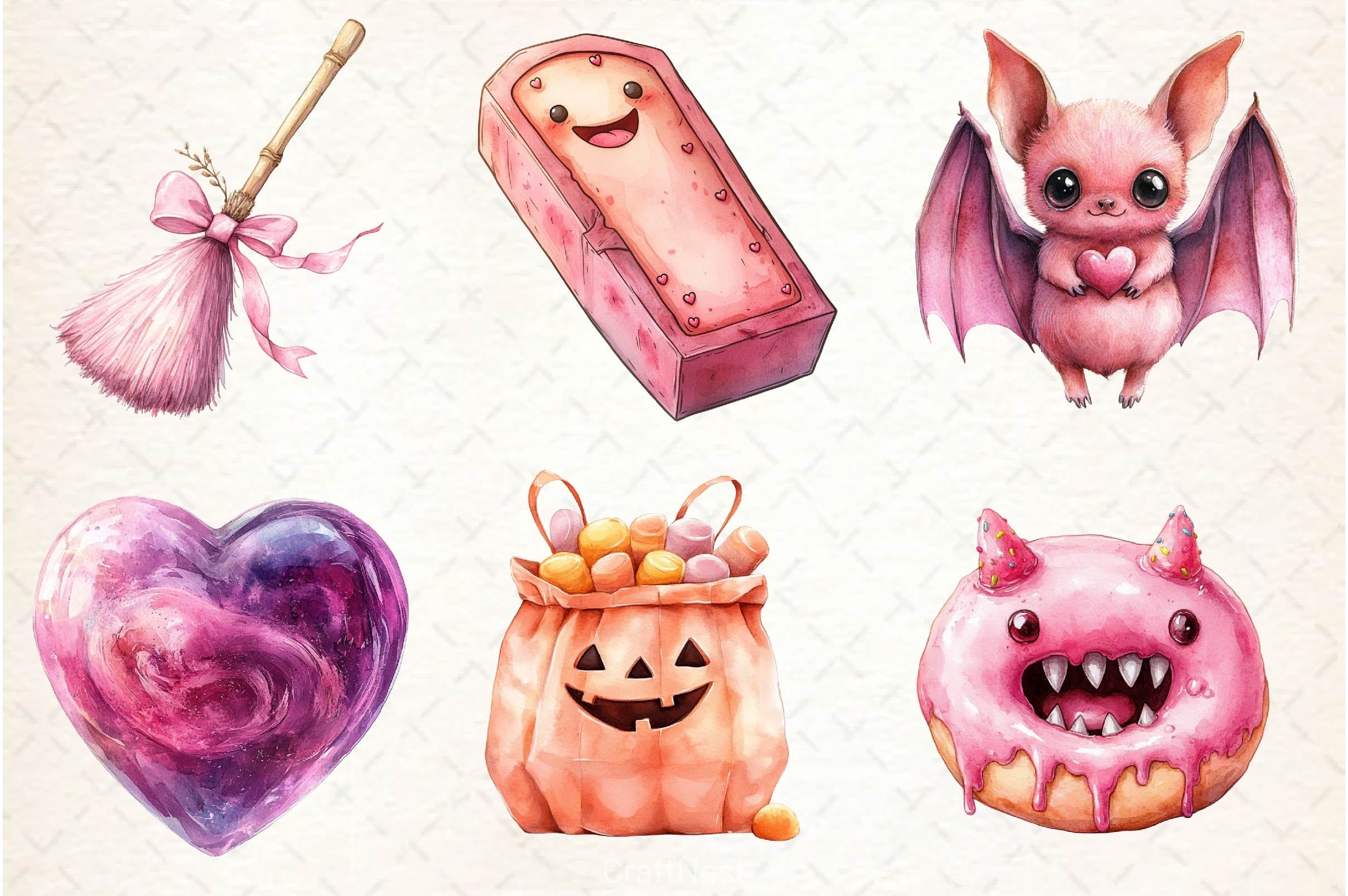 Pink Pastel Halloween Clipart Bundle - CraftNest - Digital Crafting and Art