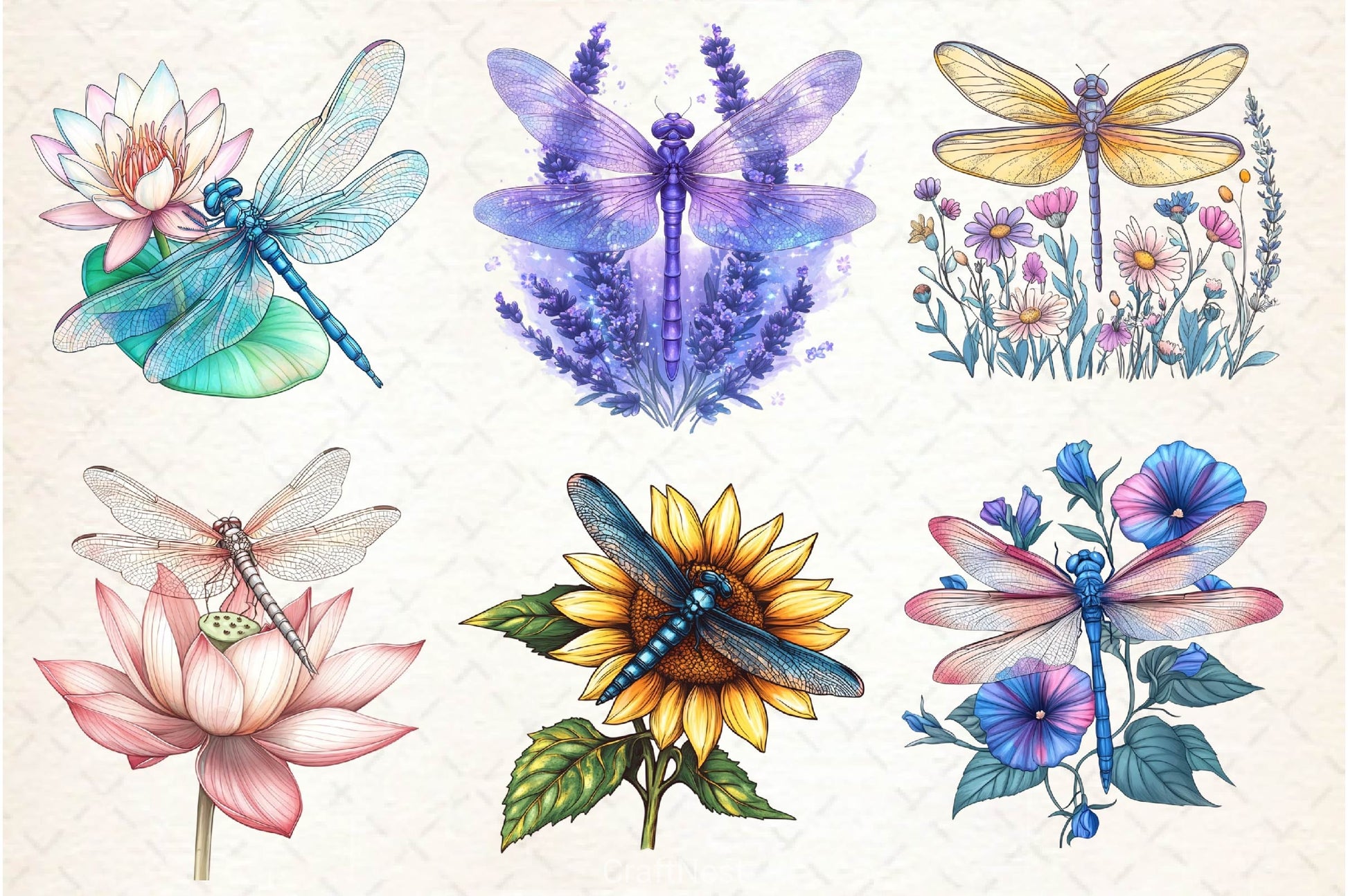 Dragonfly And Flowers Tattoo Clipart Bundle - CraftNest - Digital Crafting and Art