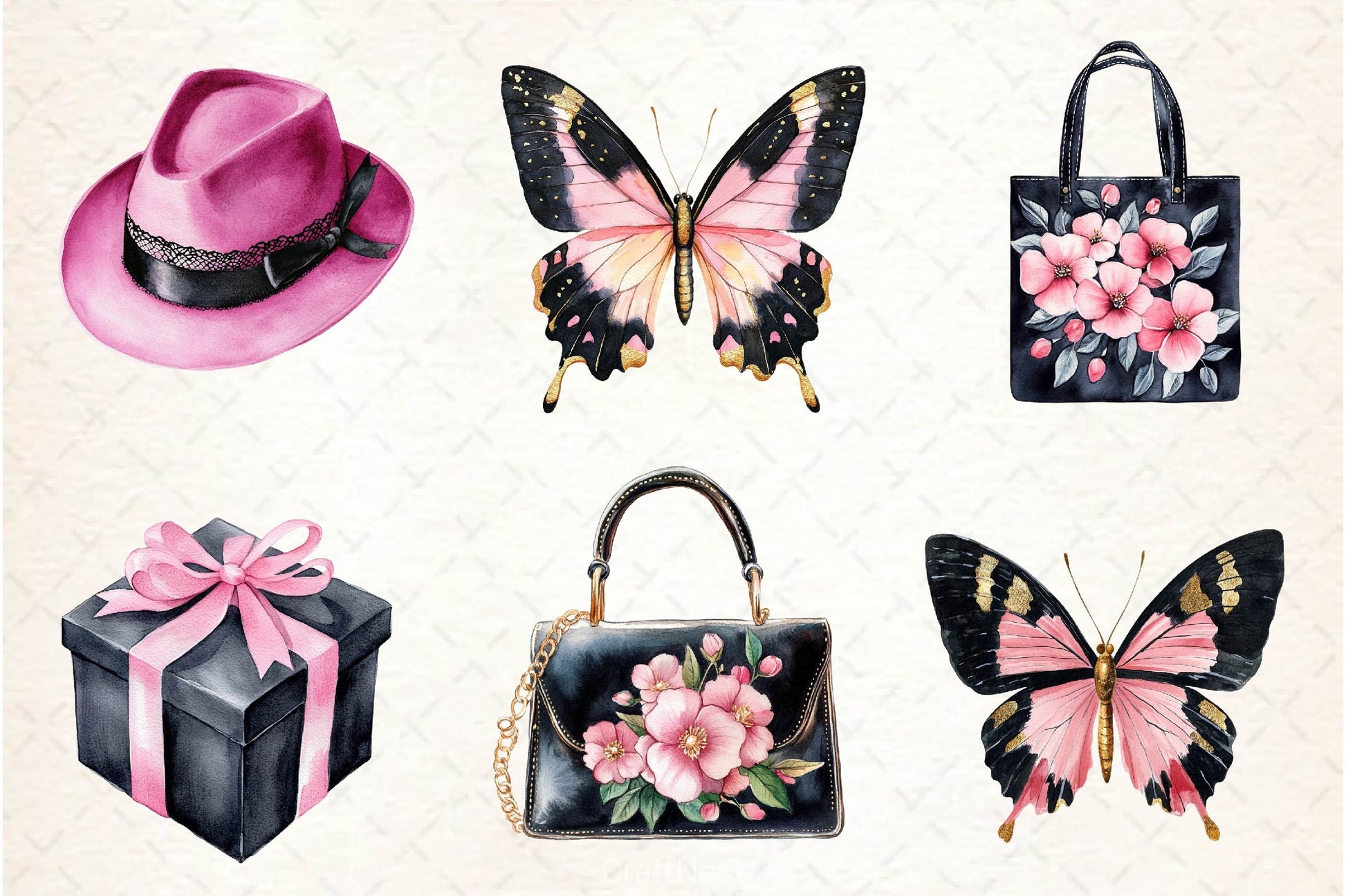 Black And Pink Mothers Day Clipart Bundle - CraftNest - Digital Crafting and Art