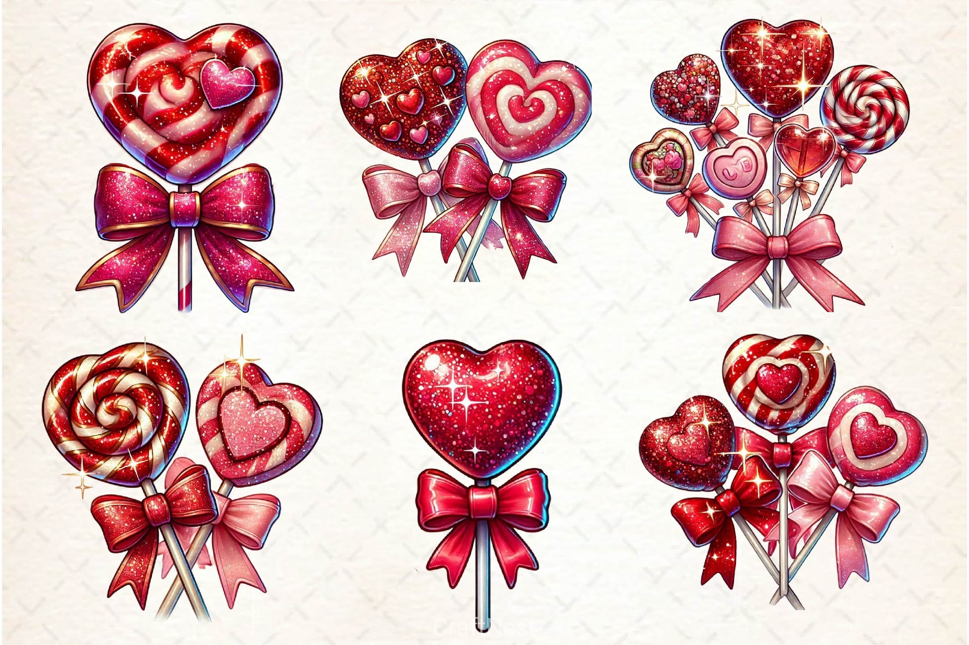 Glitter Valentine Lollipops Clipart Bundle - CraftNest - Digital Crafting and Art