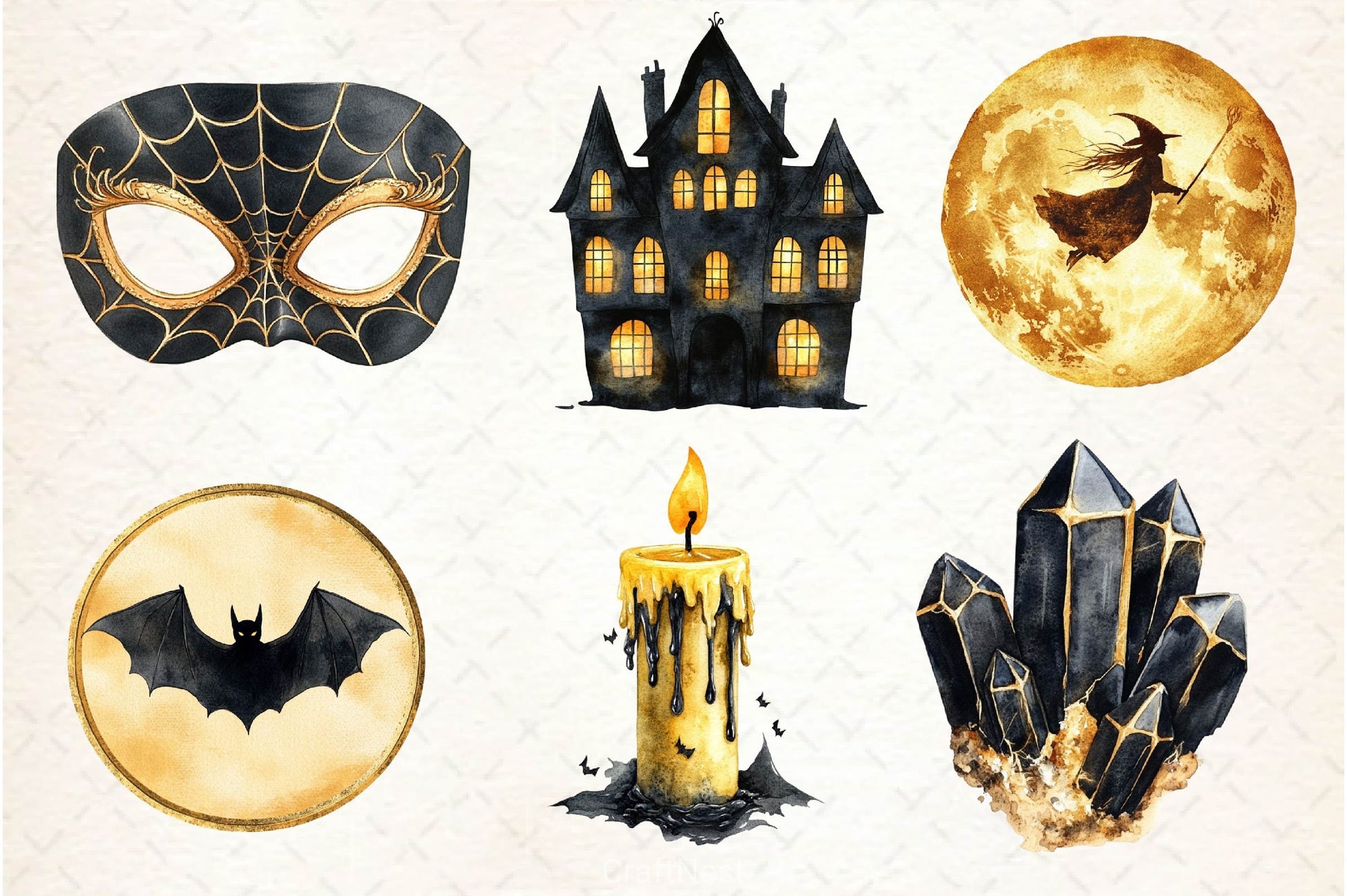 Luxury Black And Gold Halloween Clipart Bundle - CraftNest - Digital Crafting and Art
