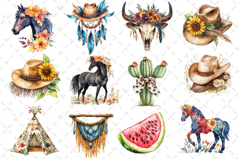 Summer Cowgirl Clipart Bundle 2 - CraftNest - Digital Crafting and Art
