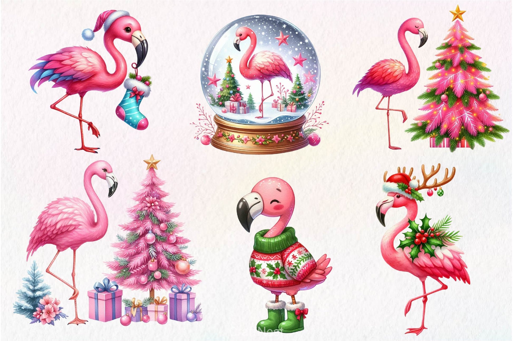Christmas Flamingo Clipart Bundle 3 - CraftNest - Digital Crafting and Art