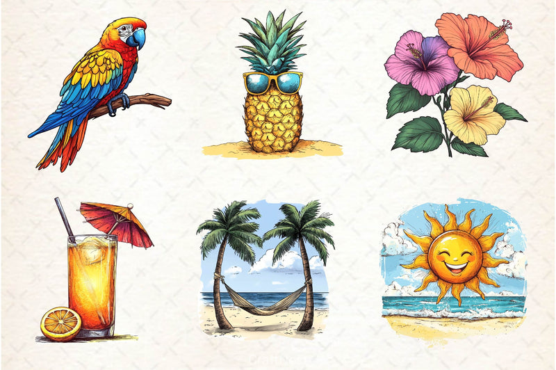 Tropical Summer Clipart Bundle 4 - CraftNest - Digital Crafting and Art