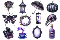 Black & Purple Gothic Autumn Clipart Bundle 2 - CraftNest - Digital Crafting and Art