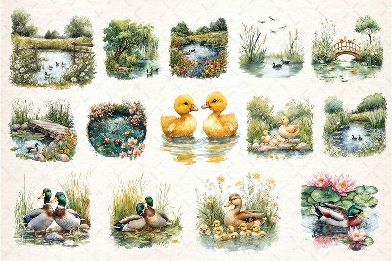 Springtime Duck Pond Clipart Bundle 2 - CraftNest - Digital Crafting and Art