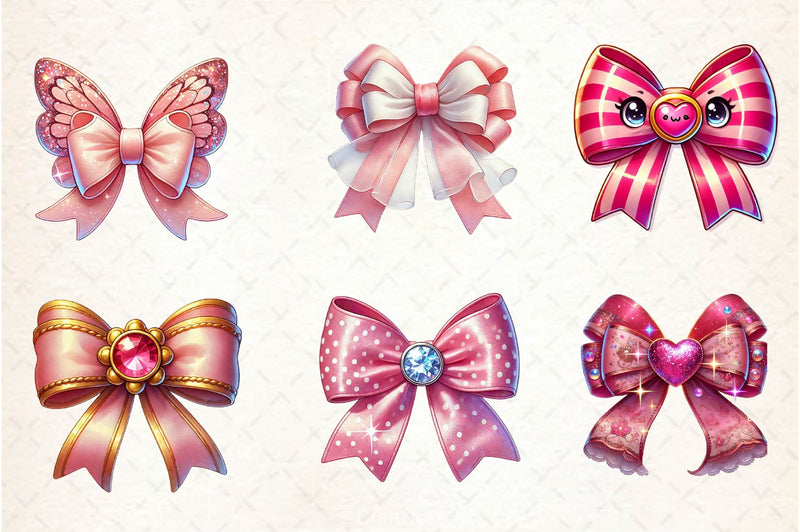 Pink Coquette Valentine Bow Clipart Bundle 2 - CraftNest - Digital Crafting and Art