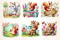 Spring Squirrel Garden Clipart Bundle 2 - CraftNest - Digital Crafting and Art