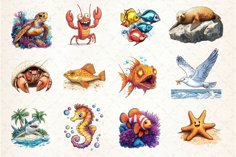 Summer Sea Animals Clipart Bundle 3 - CraftNest - Digital Crafting and Art