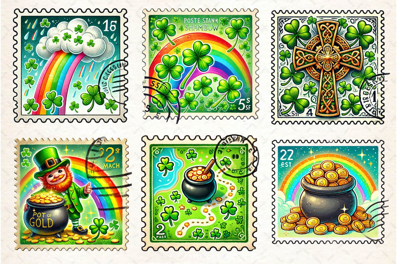 St Patrick's Day Postage Stamp Clipart Bundle - CraftNest - Digital Crafting and Art