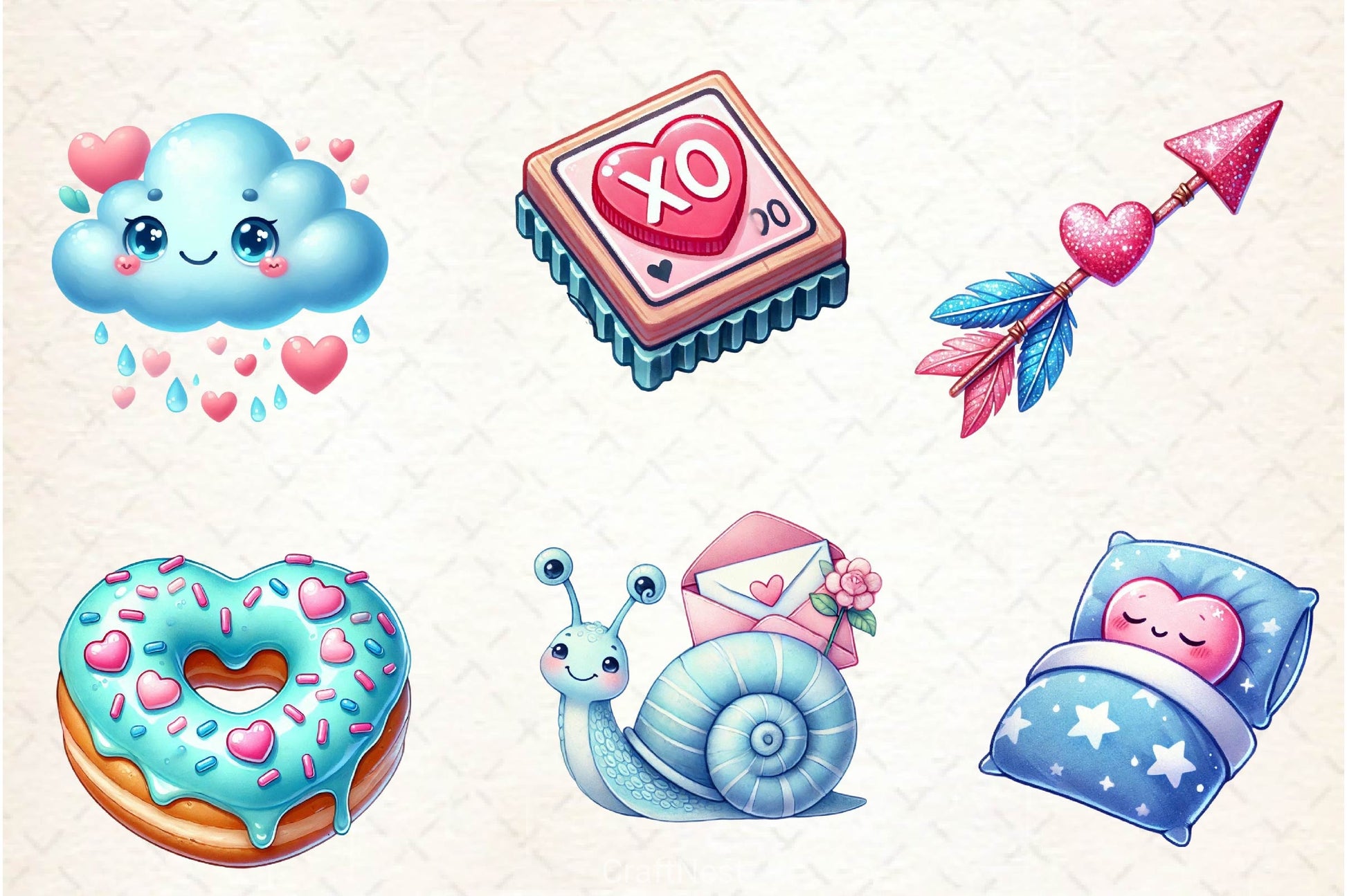 Pastel Valentine Clipart Bundle - CraftNest - Digital Crafting and Art