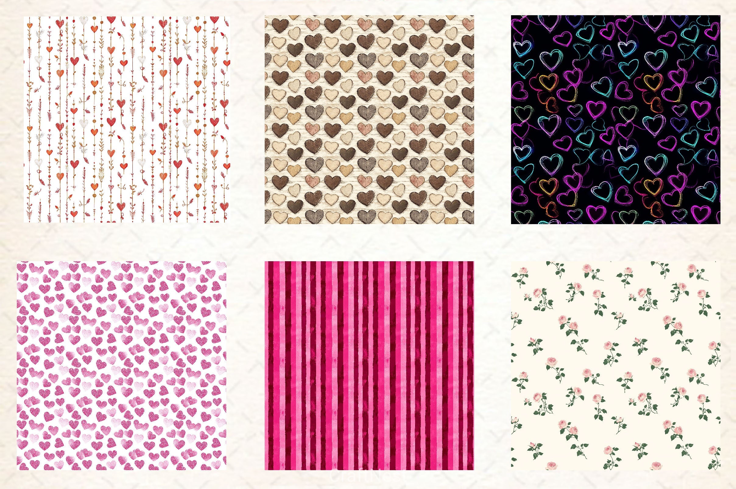 Valentines Day Seamless Pattern Digital Paper - CraftNest - Digital Crafting and Art