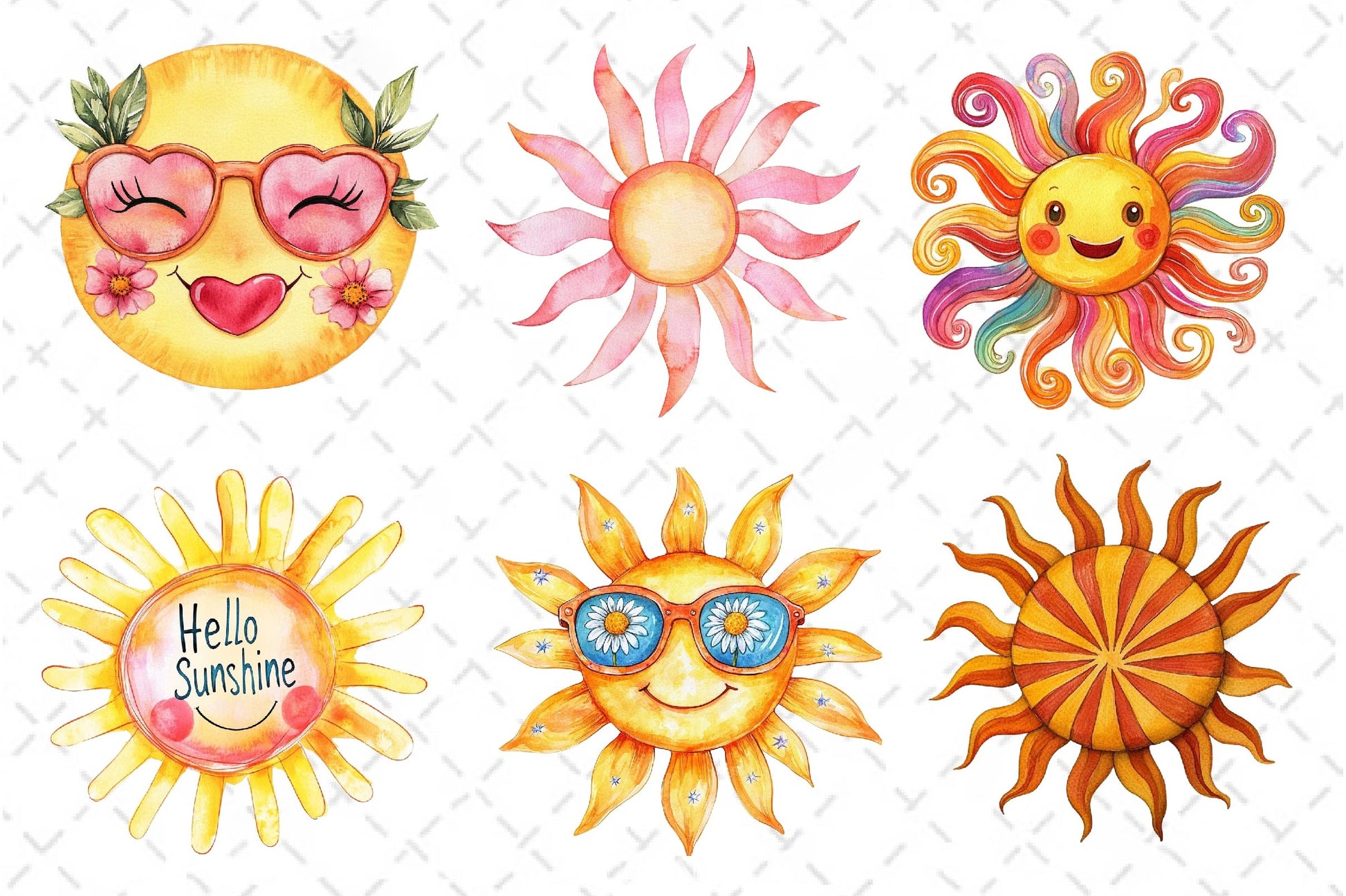 Groovy Cute Summer Sun Clipart Bundle - CraftNest - Digital Crafting and Art