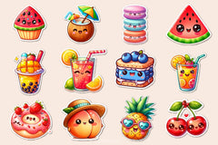 Kawaii Sweet Summer Food Clipart Bundle - CraftNest - Digital Crafting and Art
