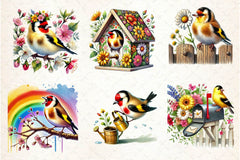 Spring Goldfinch Bird Clipart Bundle 2 - CraftNest - Digital Crafting and Art