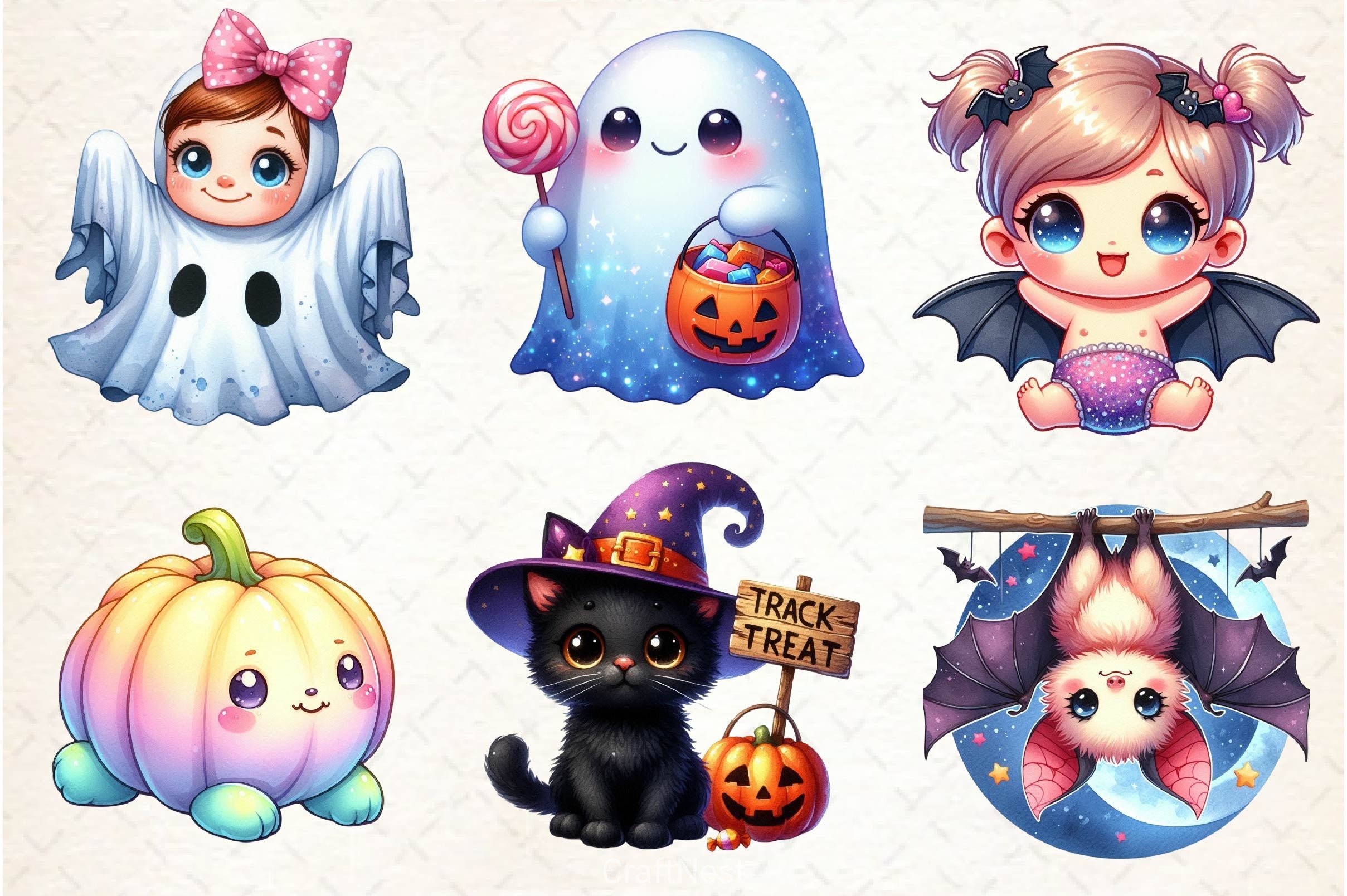 Kawaii Baby Halloween Clipart Bundle - CraftNest - Digital Crafting and Art
