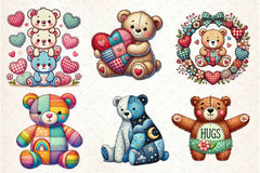 Patchwork Valentine's Day Teddy Bear Clipart Bundle - CraftNest - Digital Crafting and Art