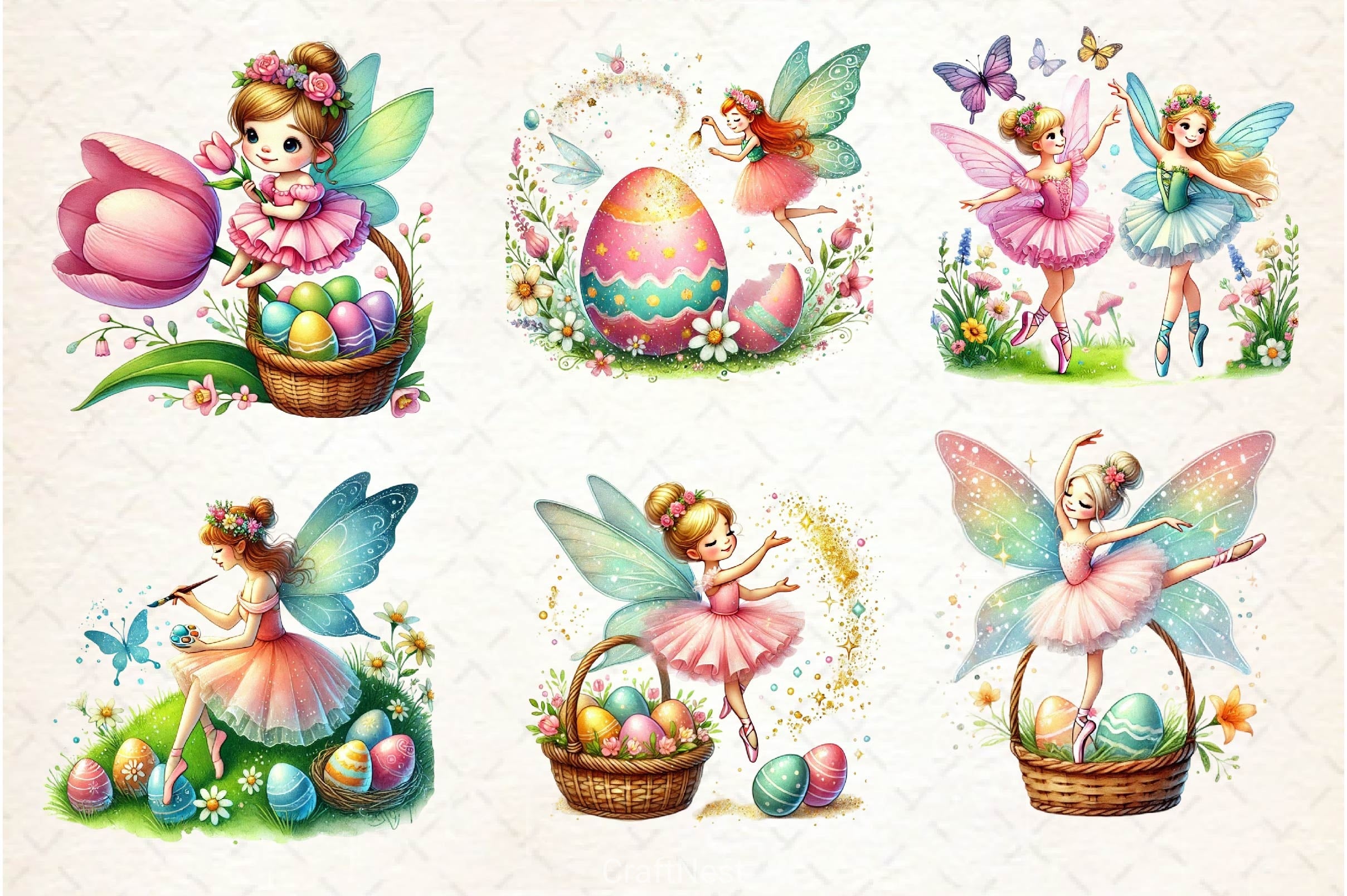 Easter Ballerina Fairy Clipart Bundle 1 - CraftNest - Digital Crafting and Art