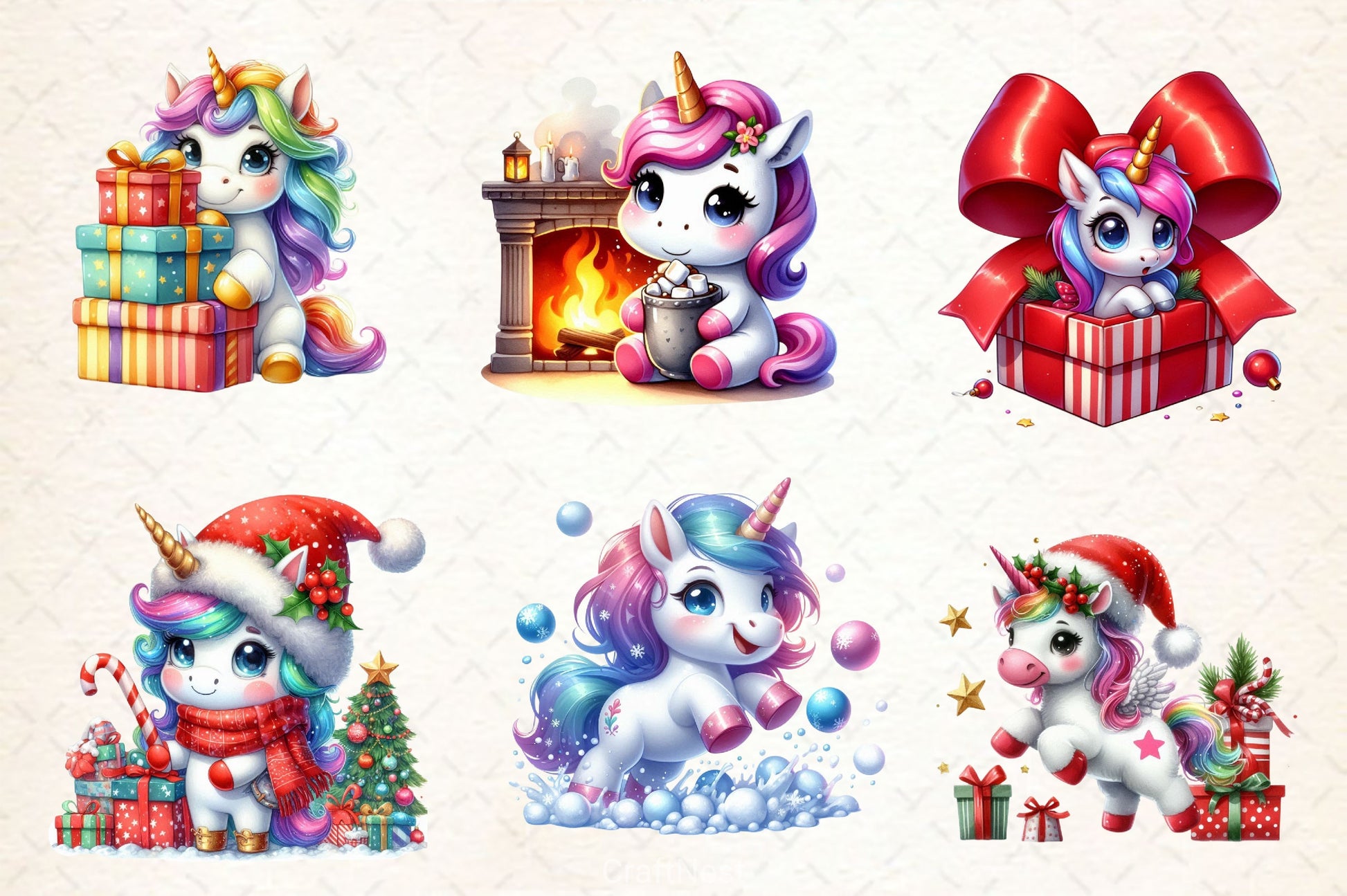 Christmas Unicorn Clipart Bundle 4 - CraftNest - Digital Crafting and Art