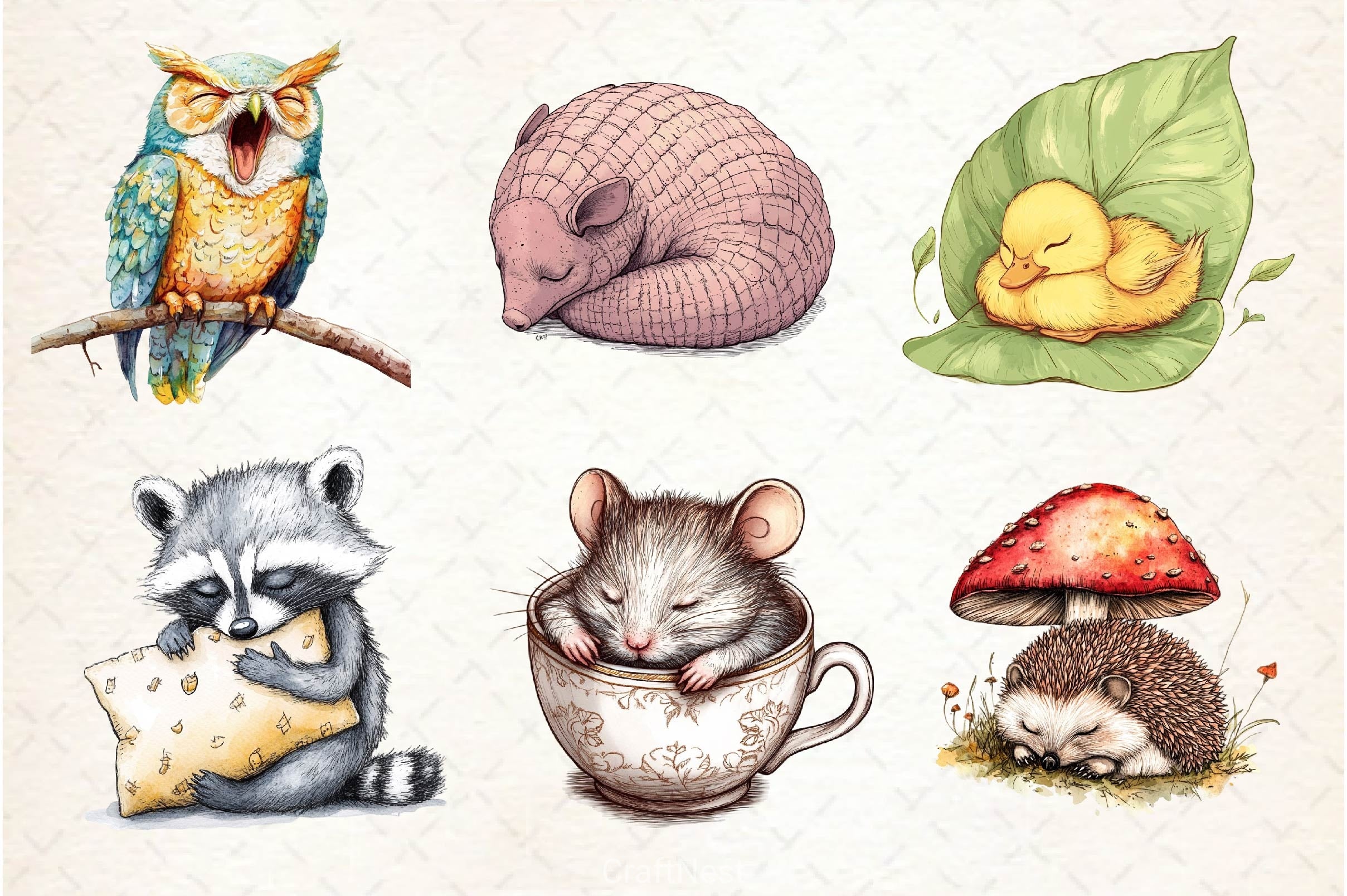 Sleepy Animals Clipart Bundle 3 - CraftNest - Digital Crafting and Art