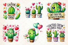 Cute Valentine Funny Cactus Clipart Bundle - CraftNest - Digital Crafting and Art