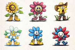 Flowers Mascot Clipart Bundle 2 - CraftNest - Digital Crafting and Art