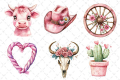 Pink Vintage Western Clipart Bundle - CraftNest - Digital Crafting and Art