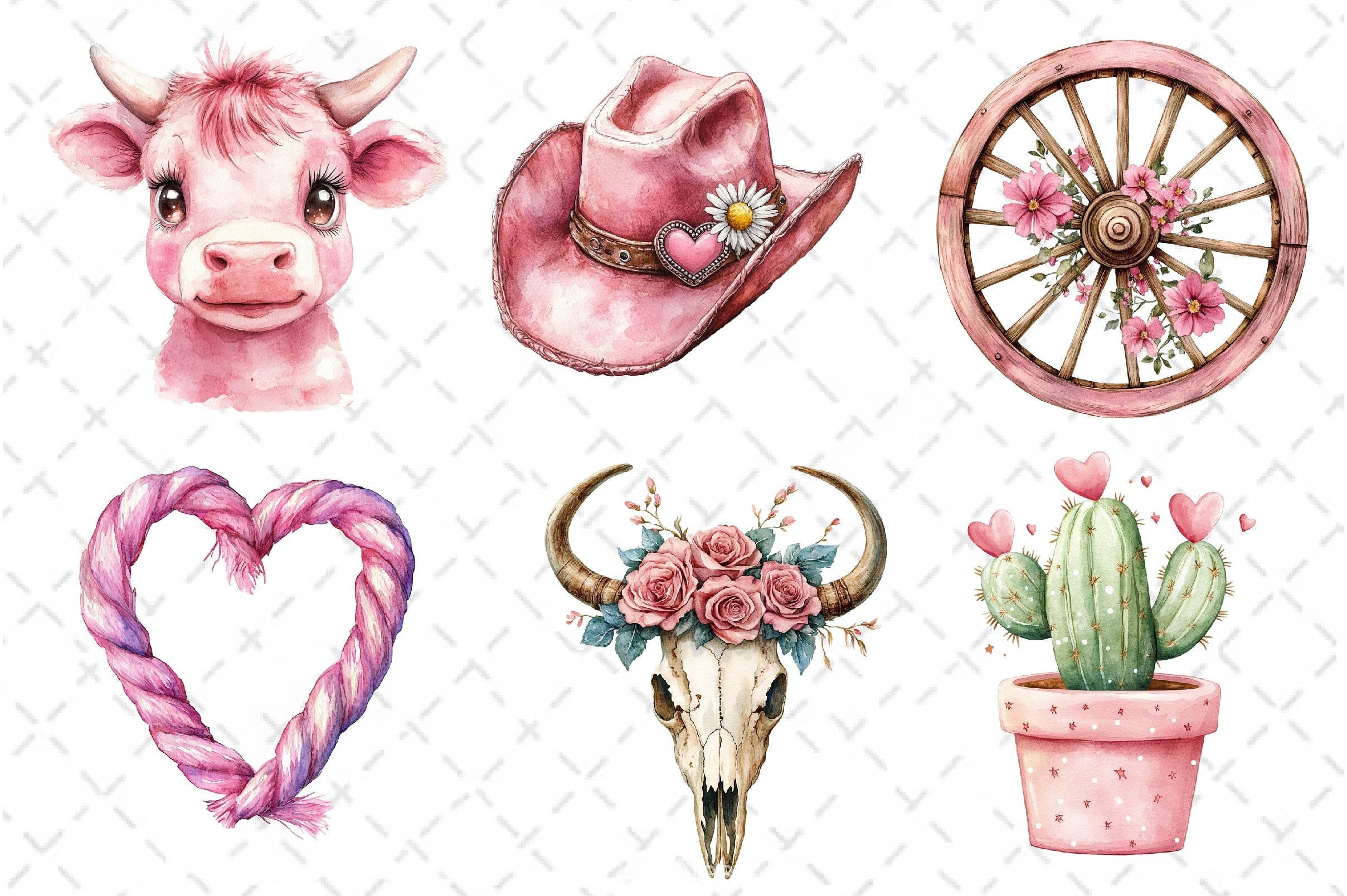 Pink Vintage Western Clipart Bundle - CraftNest - Digital Crafting and Art