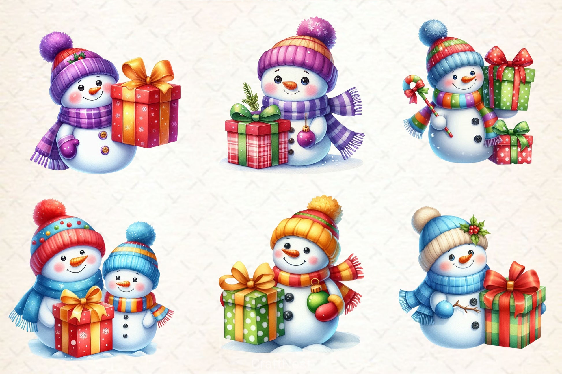 Christmas Cute Snowman Clipart Bundle 6 - CraftNest - Digital Crafting and Art
