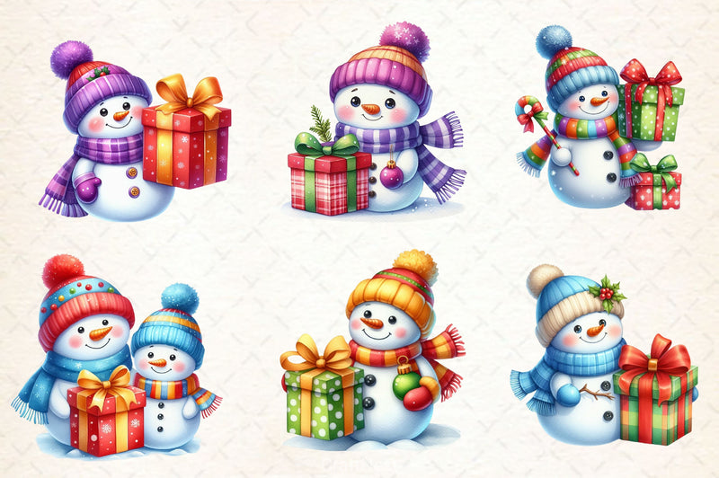 Christmas Cute Snowman Clipart Bundle 6 - CraftNest - Digital Crafting and Art