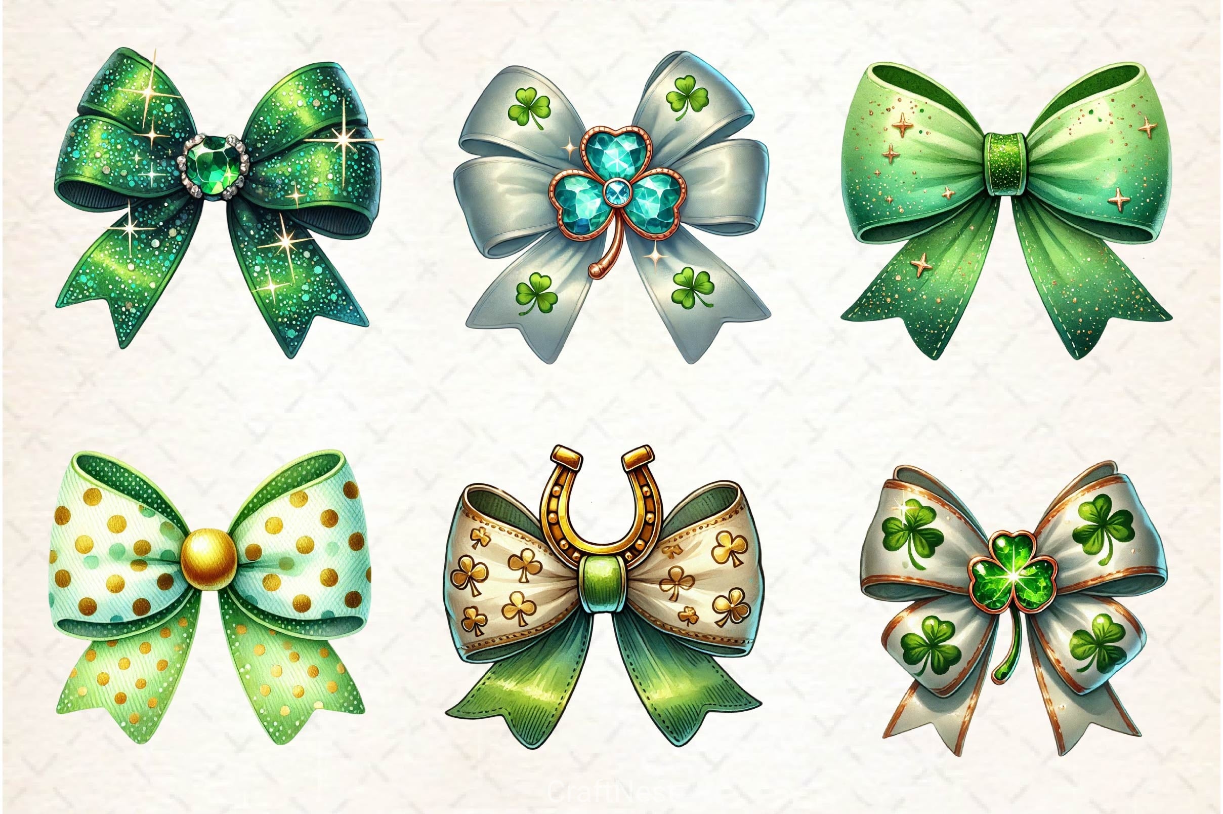 St Patricks Day Bow Clipart Bundle 3 - CraftNest - Digital Crafting and Art