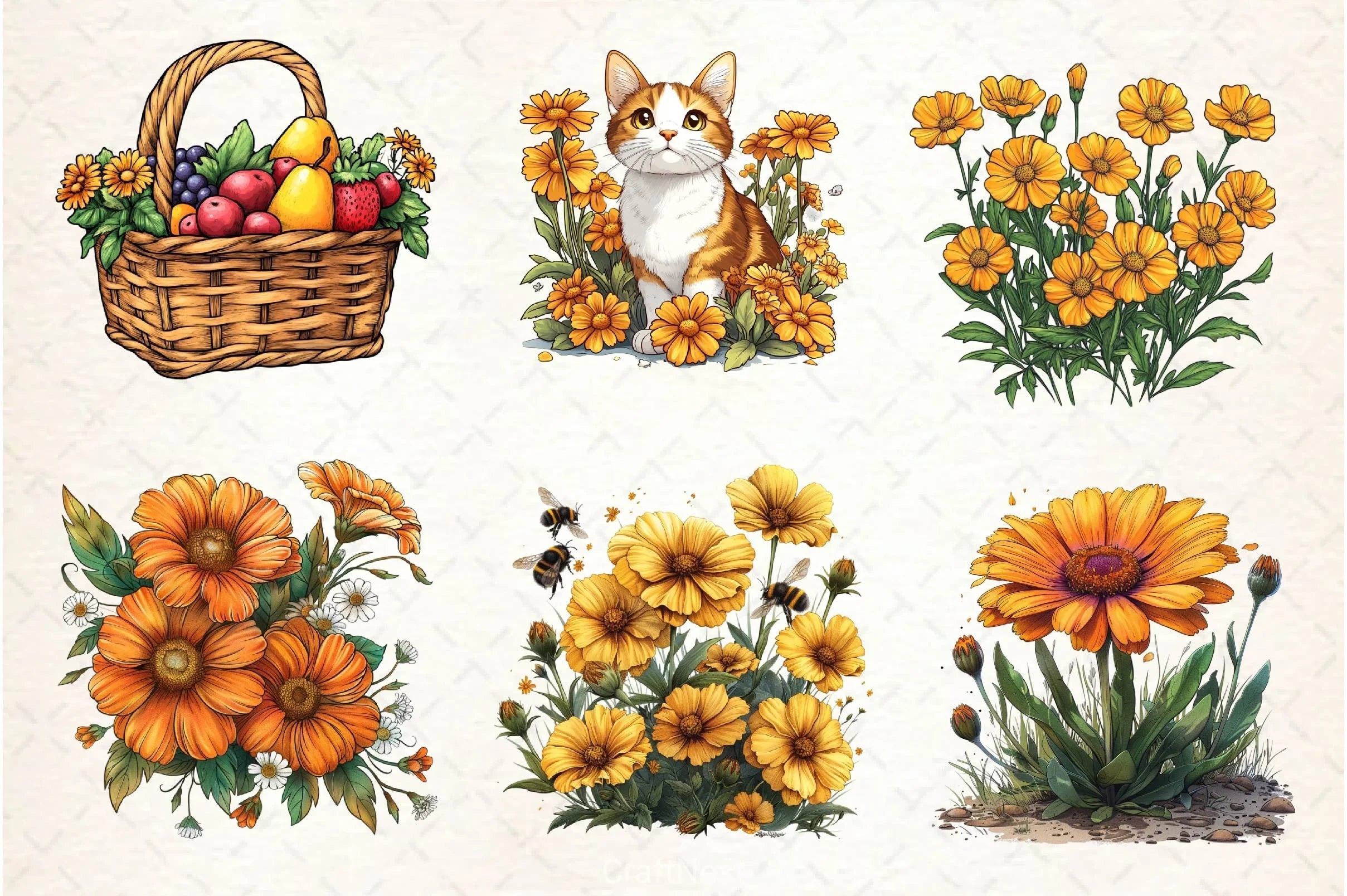 Spring Marigold Clipart Bundle 2 - CraftNest - Digital Crafting and Art